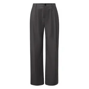 Wide Pleated Mid-Rise Trousers Women QS image-0