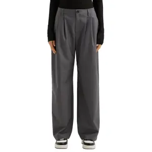 Wide Pleated Mid-Rise Trousers Women QS image-2