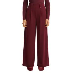 Pantaloni larghi fluidi a vita alta donna QS image-2