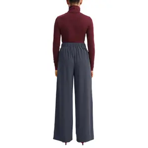 Pantaloni larghi fluidi a vita alta donna QS image-5