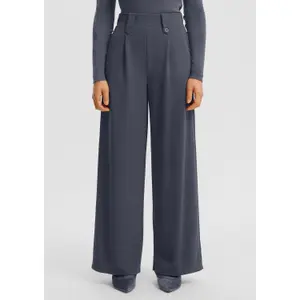 Pantaloni larghi fluidi a vita alta donna QS image-6