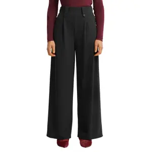 Pantaloni larghi fluidi a vita alta donna QS image-2