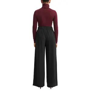 Pantaloni larghi fluidi a vita alta donna QS image-5