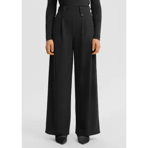 Pantaloni larghi fluidi a vita alta donna QS image-6
