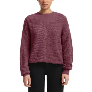 Women's V-Neck Knitted Pullover QS image-2