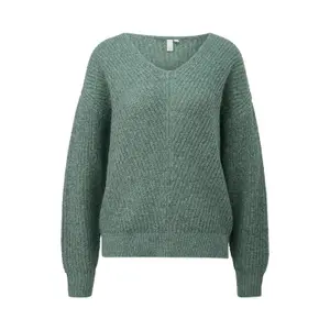 Women's V-Neck Knitted Pullover QS image-0