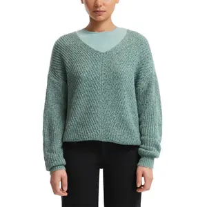 Women's V-Neck Knitted Pullover QS image-2