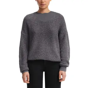 Women's V-Neck Knitted Pullover QS image-2