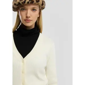 Short Ribbed Cardigan for Women QS image-3