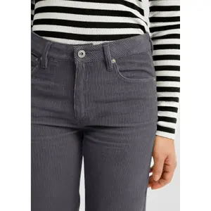 High-Waisted Wide-Leg Corduroy Trousers Ladies QS image-3