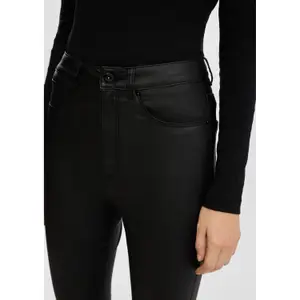Women's Faux Leather Skinny Fit Trousers QS image-3