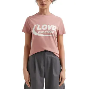 Cotton T-shirt with Front Print Women QS image-2