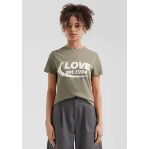 Cotton T-shirt with Front Print Women QS image-2