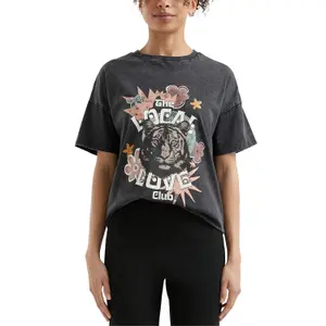 Women's Oversized Graphic Print T-Shirt QS image-2