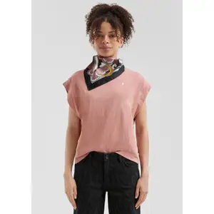Women's Round Neck T-Shirt with Embroidery QS image-6