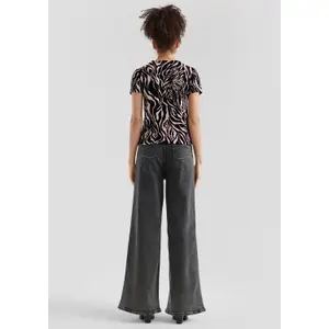 Brushed Knit Zebra Print T-Shirt Women QS image-4