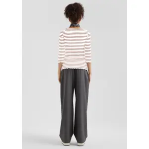 Women's 3/4 Sleeve Striped Ribbed T-Shirt QS image-4