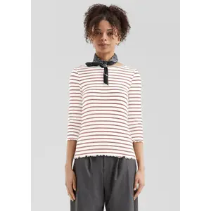 Women's 3/4 Sleeve Striped Ribbed T-Shirt QS image-6
