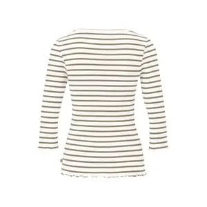 Women's 3/4 Sleeve Striped Ribbed T-Shirt QS image-1