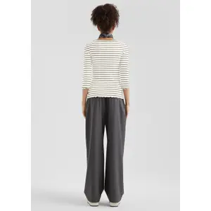 Women's 3/4 Sleeve Striped Ribbed T-Shirt QS image-4