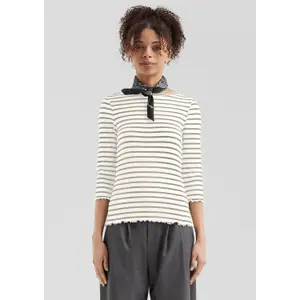 Women's 3/4 Sleeve Striped Ribbed T-Shirt QS image-6