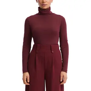 Women's Fitted Long Sleeve Roll Neck T-Shirt QS image-2