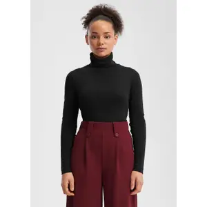 Women's Fitted Long Sleeve Roll Neck T-Shirt QS image-6
