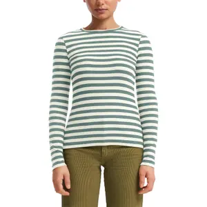 Women's Long Sleeve Striped Pattern T-Shirt QS image-2