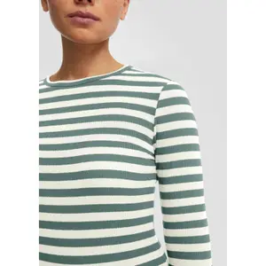 Women's Long Sleeve Striped Pattern T-Shirt QS image-3