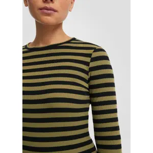 Women's Long Sleeve Striped Pattern T-Shirt QS image-3