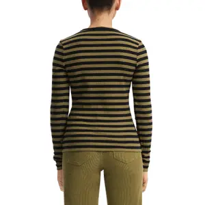 Women's Long Sleeve Striped Pattern T-Shirt QS image-5
