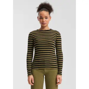 Women's Long Sleeve Striped Pattern T-Shirt QS image-6