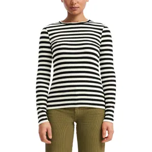 Women's Long Sleeve Striped Pattern T-Shirt QS image-2