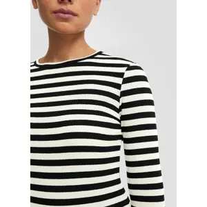 Women's Long Sleeve Striped Pattern T-Shirt QS image-3