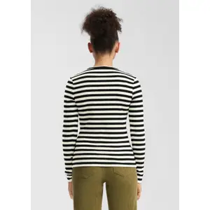 Women's Long Sleeve Striped Pattern T-Shirt QS image-4