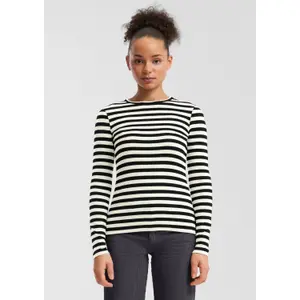 Women's Long Sleeve Striped Pattern T-Shirt QS image-6