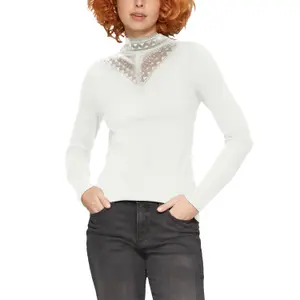 Women's Long Sleeve High Neck Lace Top QS image-2