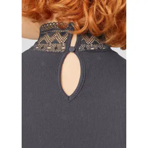 Women's Long Sleeve High Neck Lace Top QS image-6