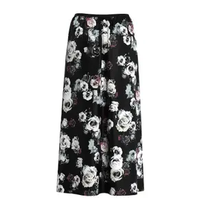 Women's Printed Satin Midi Skirt Flared Hem QS image-1