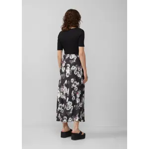 Women's Printed Satin Midi Skirt Flared Hem QS image-4