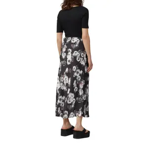 Women's Printed Satin Midi Skirt Flared Hem QS image-5