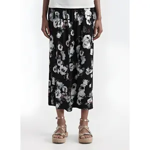 Women's Printed Satin Midi Skirt Flared Hem QS image-6