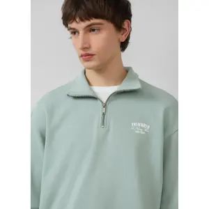 Printed High Collar Zip Sweatshirt QS image-3