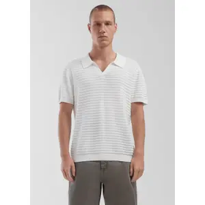 Open Collar Knitted Polo with Elegant Structure QS image-0