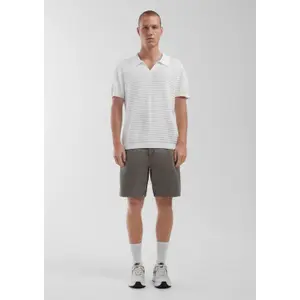 Open Collar Knitted Polo with Elegant Structure QS image-1