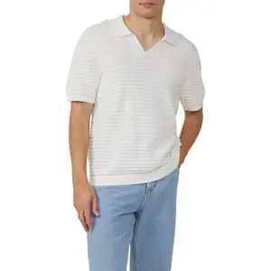 Open Collar Knitted Polo with Elegant Structure QS image-2