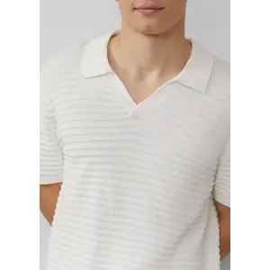Open Collar Knitted Polo with Elegant Structure QS image-3