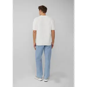 Open Collar Knitted Polo with Elegant Structure QS image-4