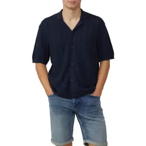 Cottage Shirt with Cuffed Sleeves and Ribbed Hem QS image-2