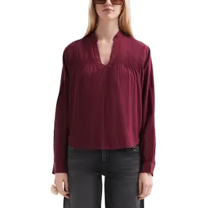 Smocked Viscose Blouse for Women QS image-2